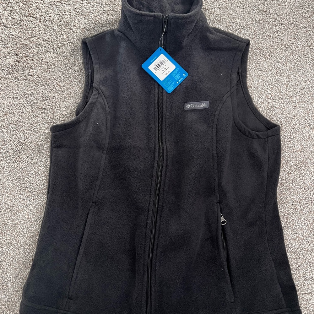 Columbia Black Zip-Up Fleece Vest